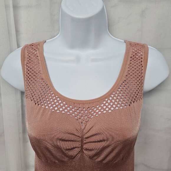 Just One Pink Bodysuit Babydoll Mesh Sleeveless Ribbed Stretch Bodycon 1X - Picture 2 of 9